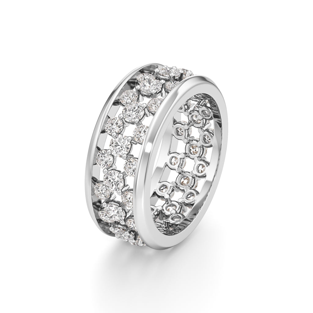 Multi-Row Diamond Open-Work Ring