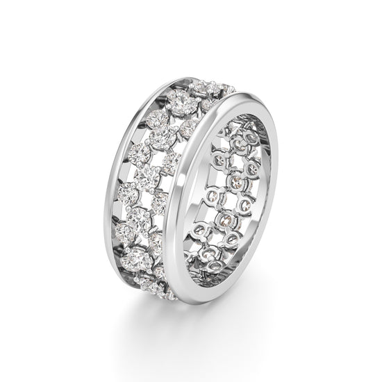 Multi-Row Diamond Open-Work Ring