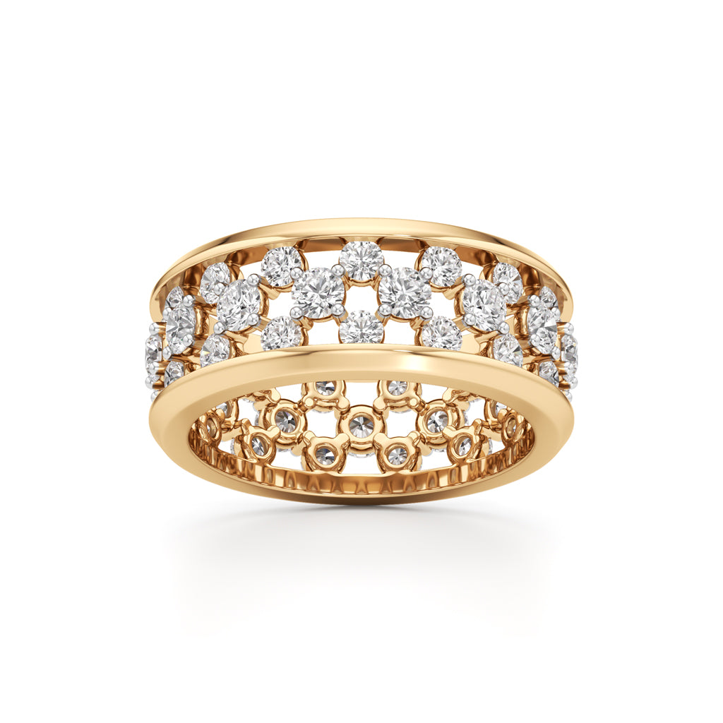 Multi-Row Diamond Open-Work Ring
