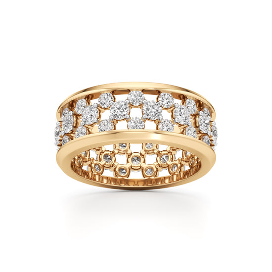 Multi-Row Diamond Open-Work Ring
