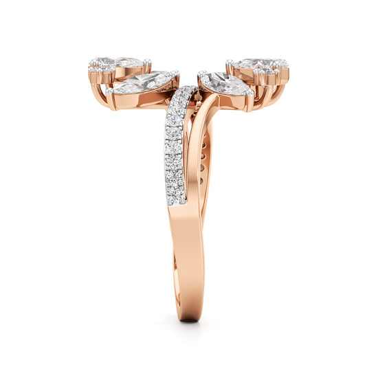 Floral Cascade Diamond Petal Ring
