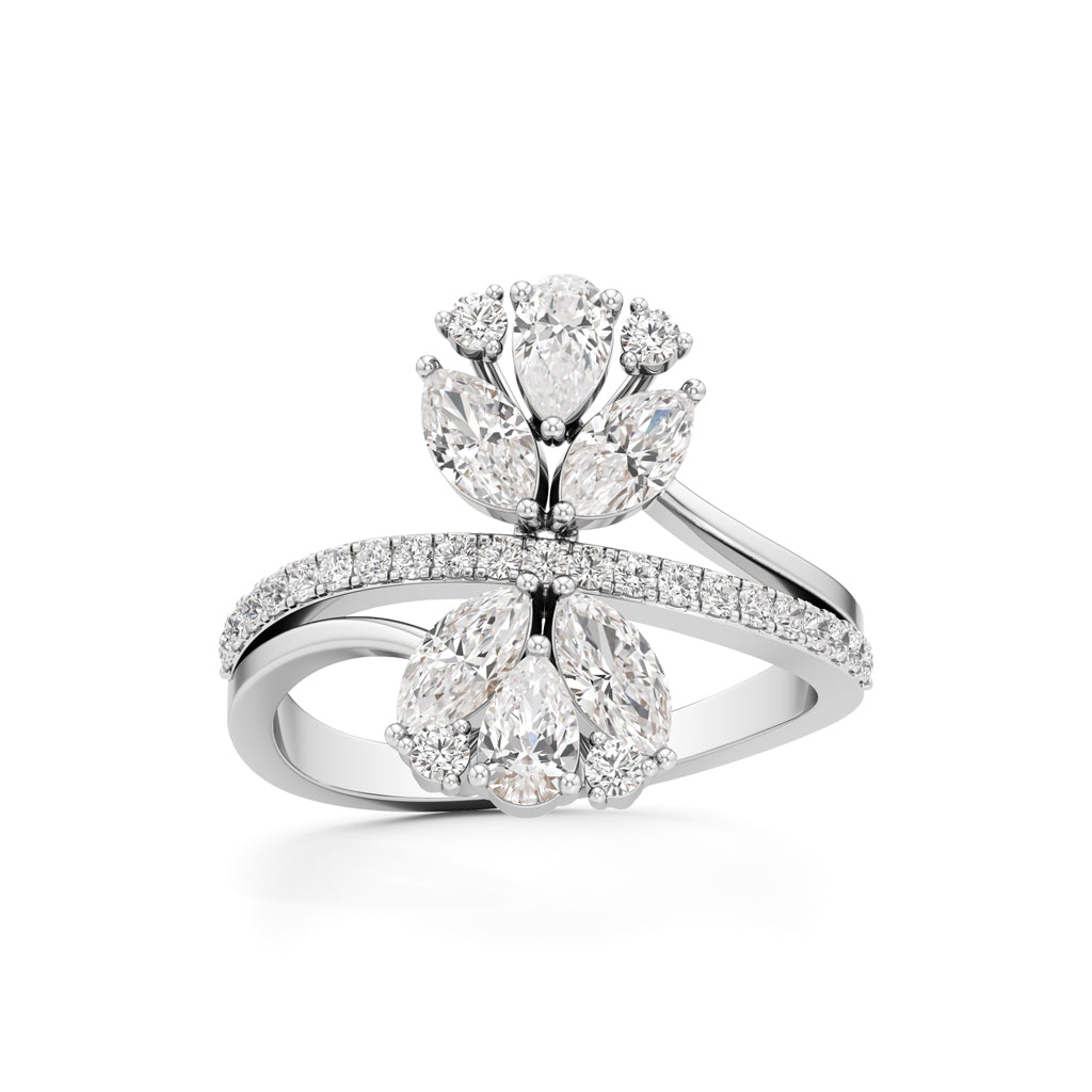 Floral Cascade Diamond Petal Ring