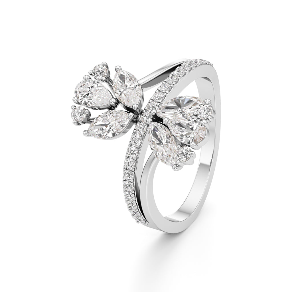 Floral Cascade Diamond Petal Ring