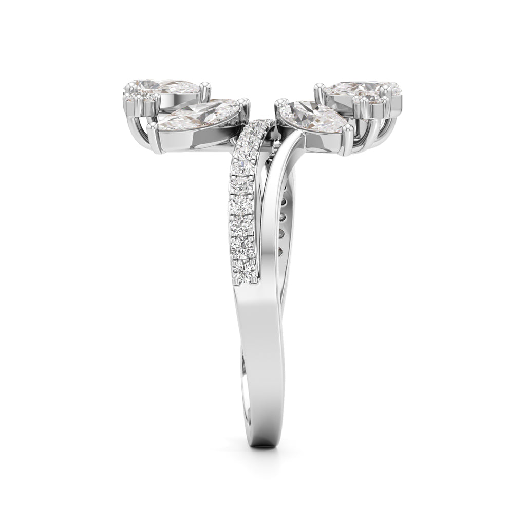 Floral Cascade Diamond Petal Ring