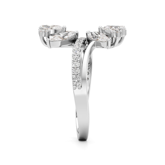 Floral Cascade Diamond Petal Ring