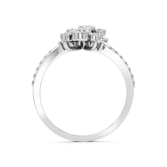 Floral Cascade Diamond Petal Ring
