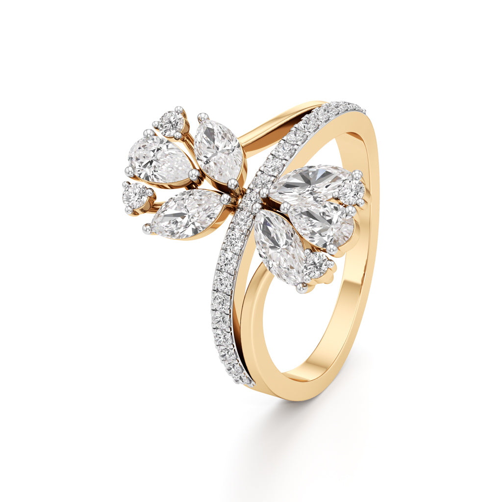 Floral Cascade Diamond Petal Ring