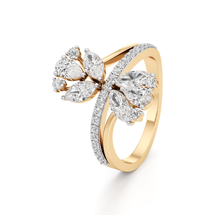 Floral Cascade Diamond Petal Ring