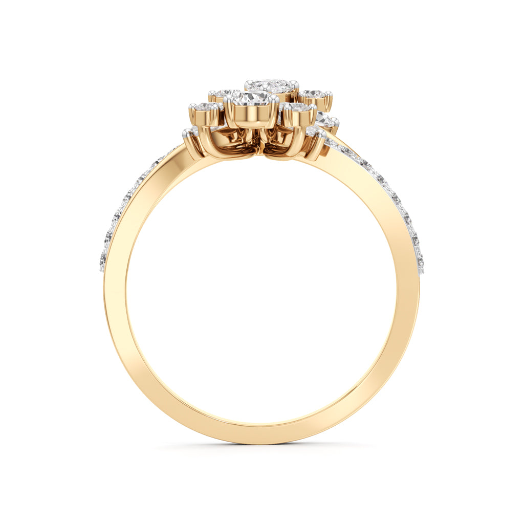 Floral Cascade Diamond Petal Ring