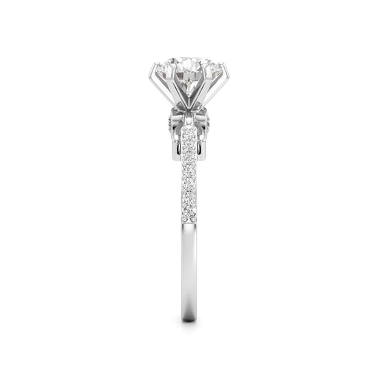 Classic Solitaire with Pave Accents Engagement Ring