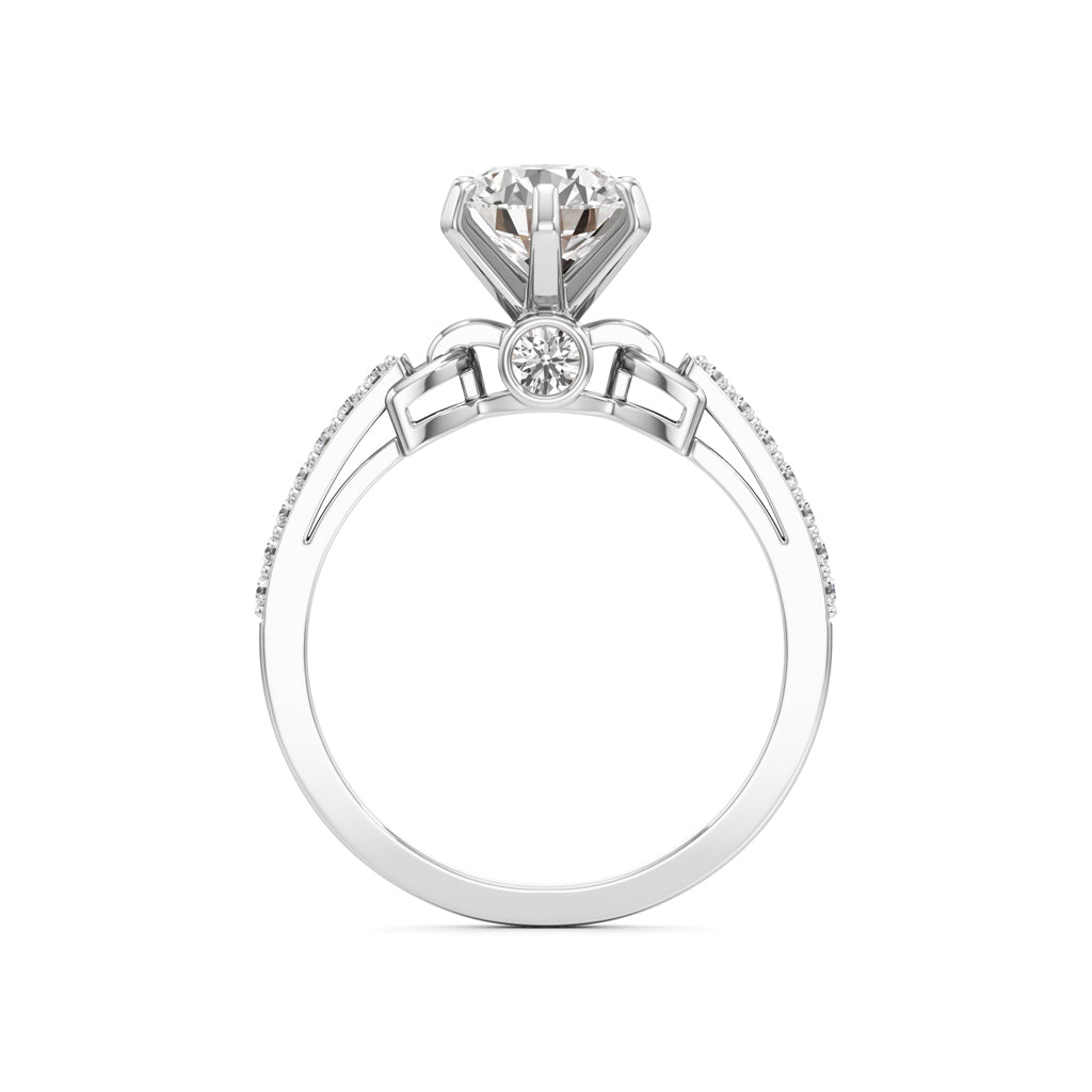 Classic Solitaire with Pave Accents Engagement Ring