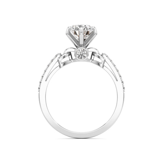Classic Solitaire with Pave Accents Engagement Ring