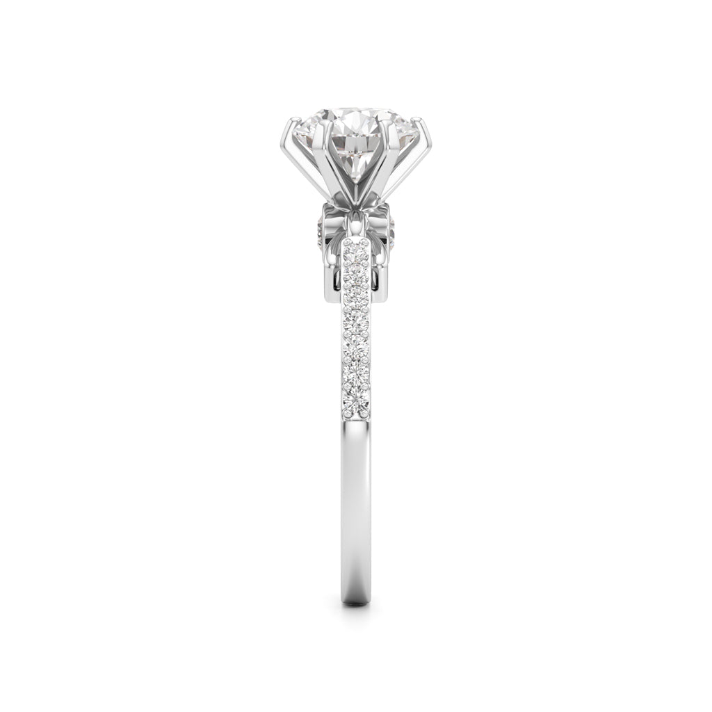 Classic Solitaire with Pave Accents Engagement Ring