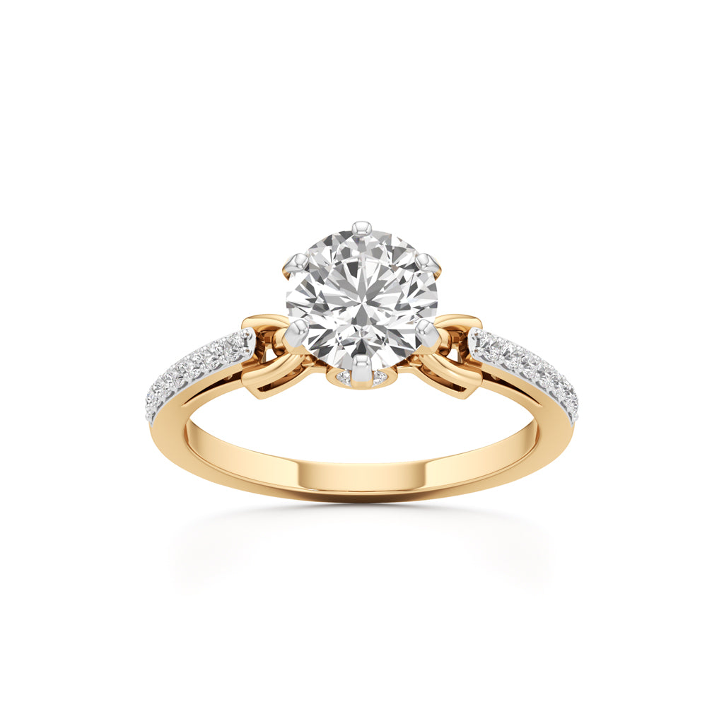 Classic Solitaire with Pave Accents Engagement Ring