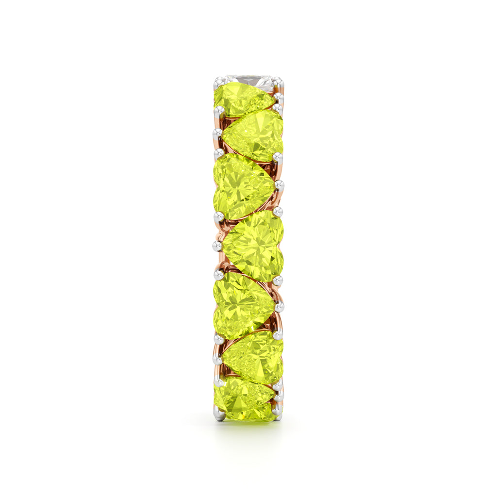 Dual-Tone Heart & Radiant Cut Eternity Band