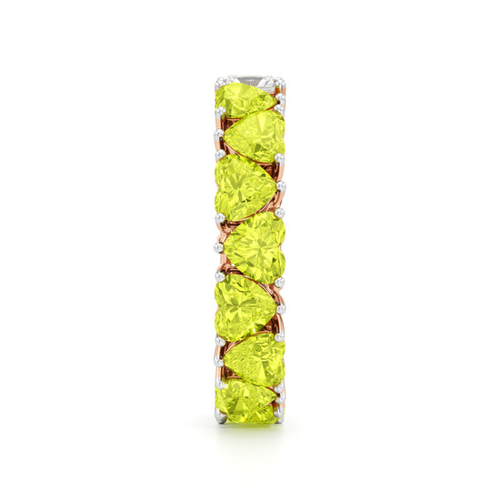 Dual-Tone Heart & Radiant Cut Eternity Band