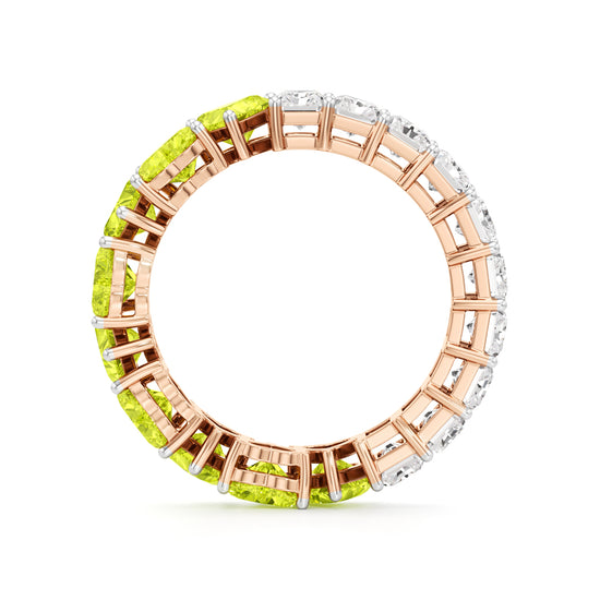 Dual-Tone Heart & Radiant Cut Eternity Band