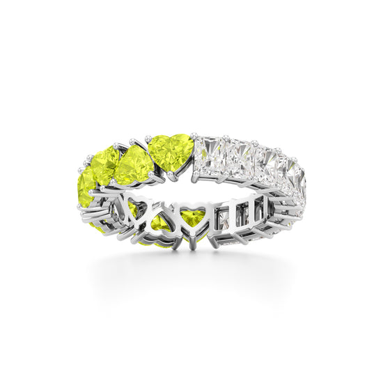 Dual-Tone Heart & Radiant Cut Eternity Band