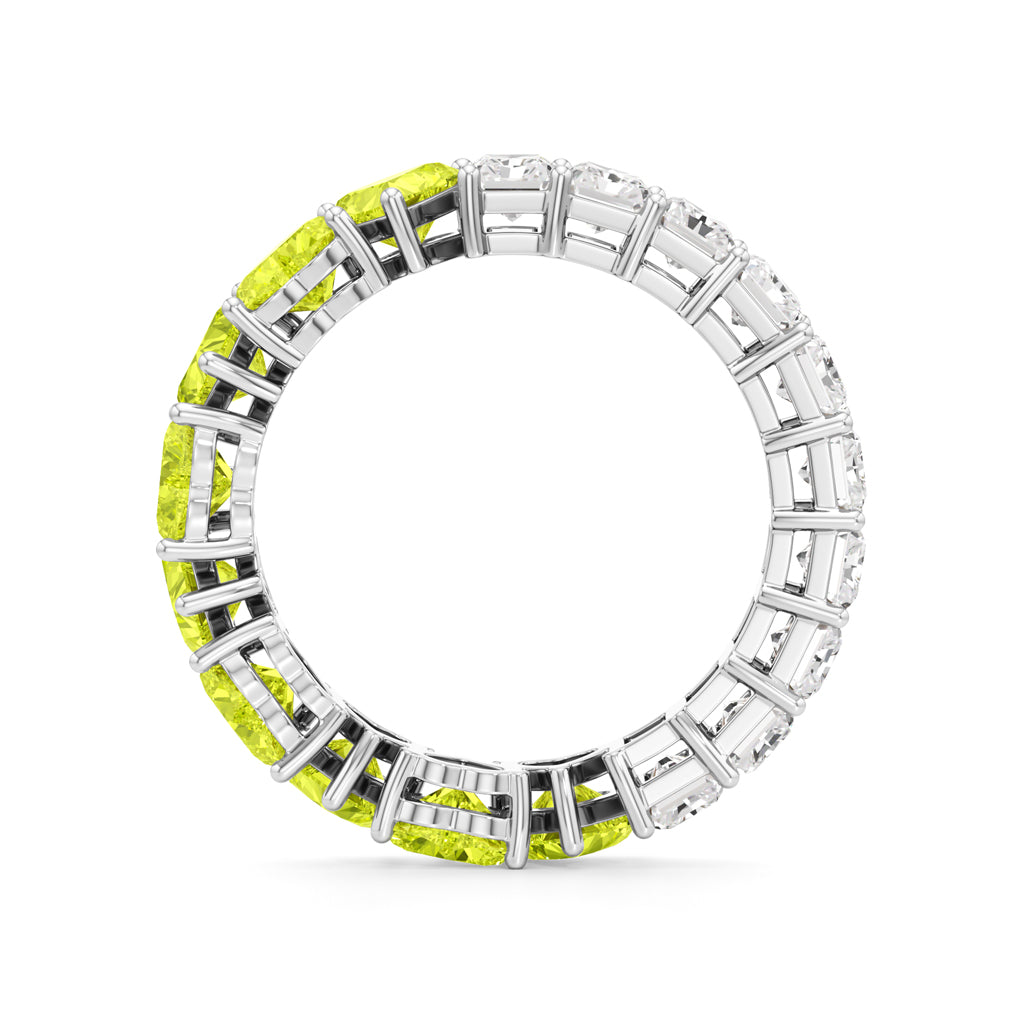 Dual-Tone Heart & Radiant Cut Eternity Band