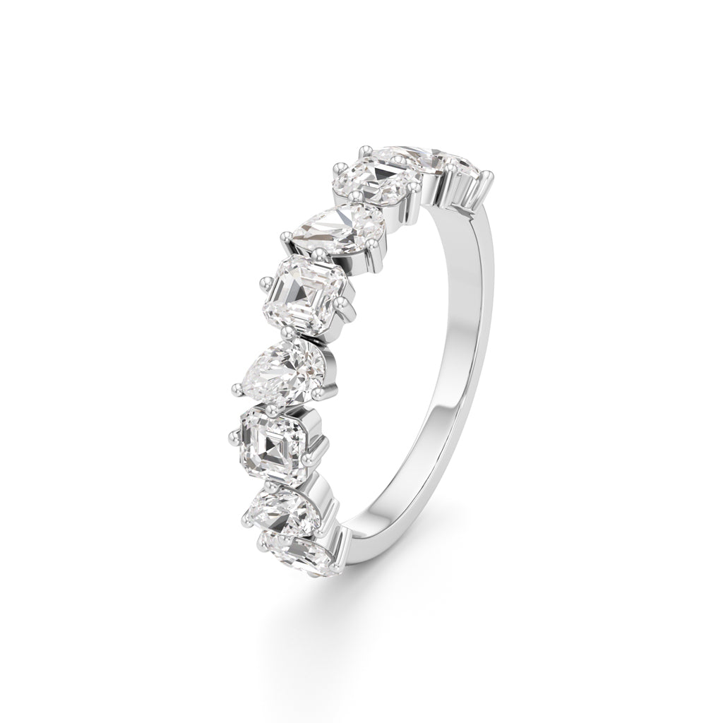 MixedCut Diamond Half Eternity Band