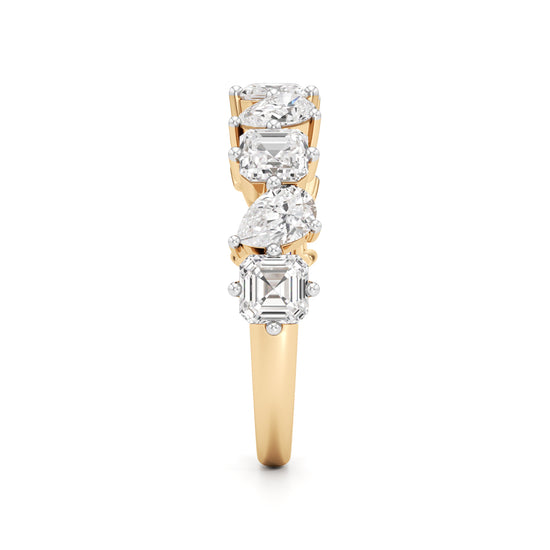 MixedCut Diamond Half Eternity Band