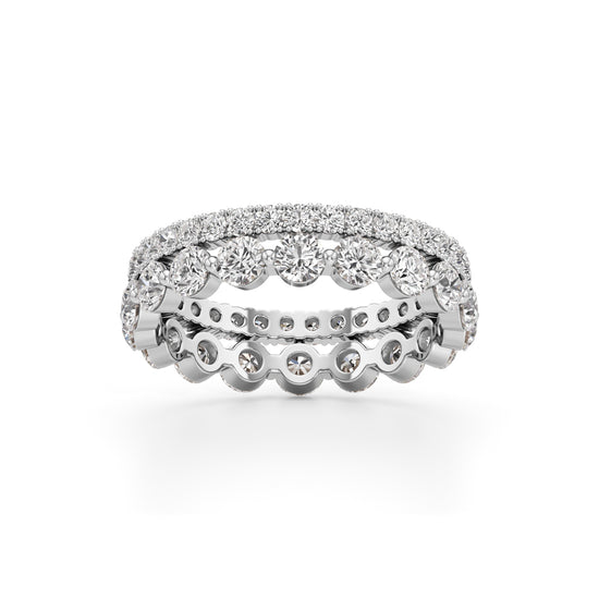 Double Row Pave & Bezel Set Diamond Eternity Band