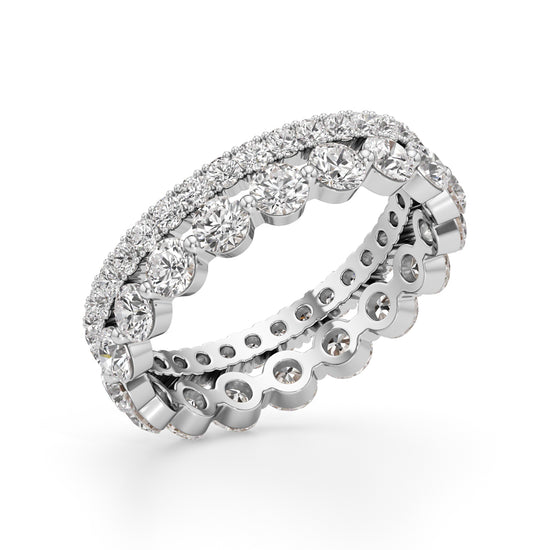 Double Row Pave & Bezel Set Diamond Eternity Band