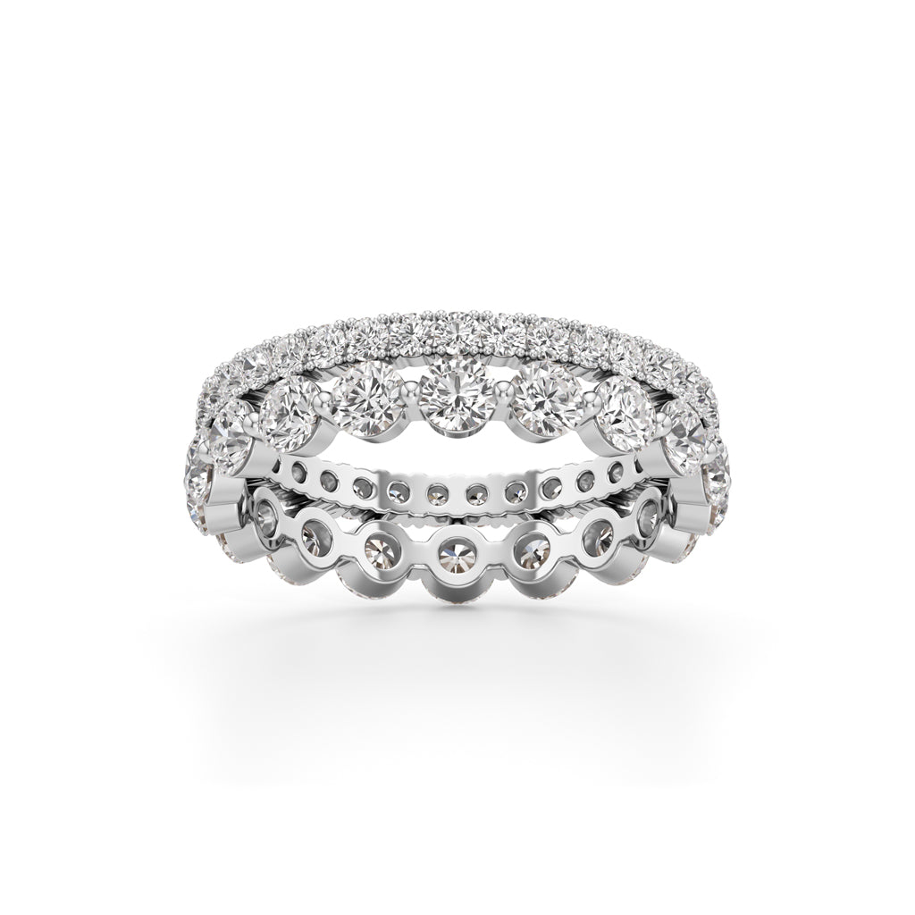 Double Row Pave  Bezel Set Diamond Eternity Band