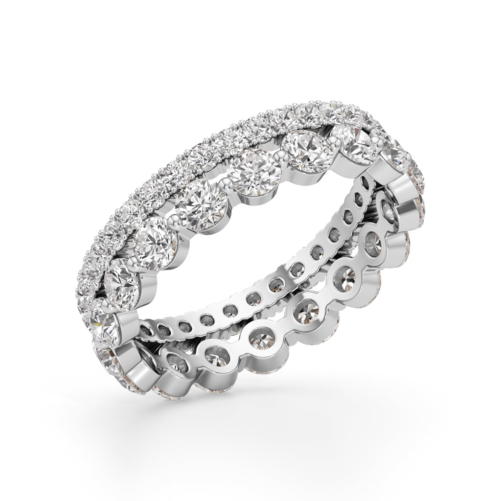 Double Row Pave  Bezel Set Diamond Eternity Band