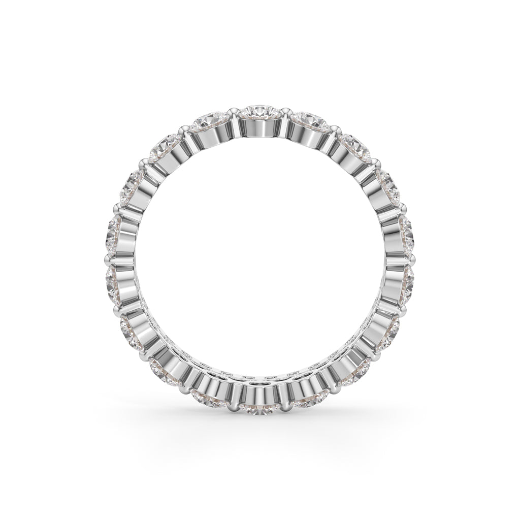Double Row Pave  Bezel Set Diamond Eternity Band