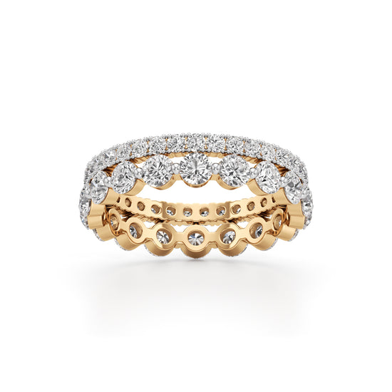 Double Row Pave & Bezel Set Diamond Eternity Band