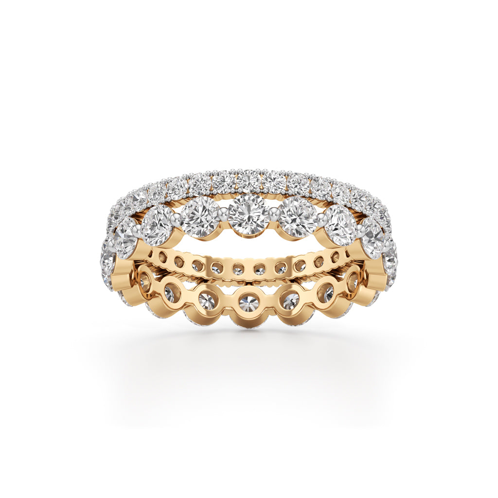 Double Row Pave  Bezel Set Diamond Eternity Band