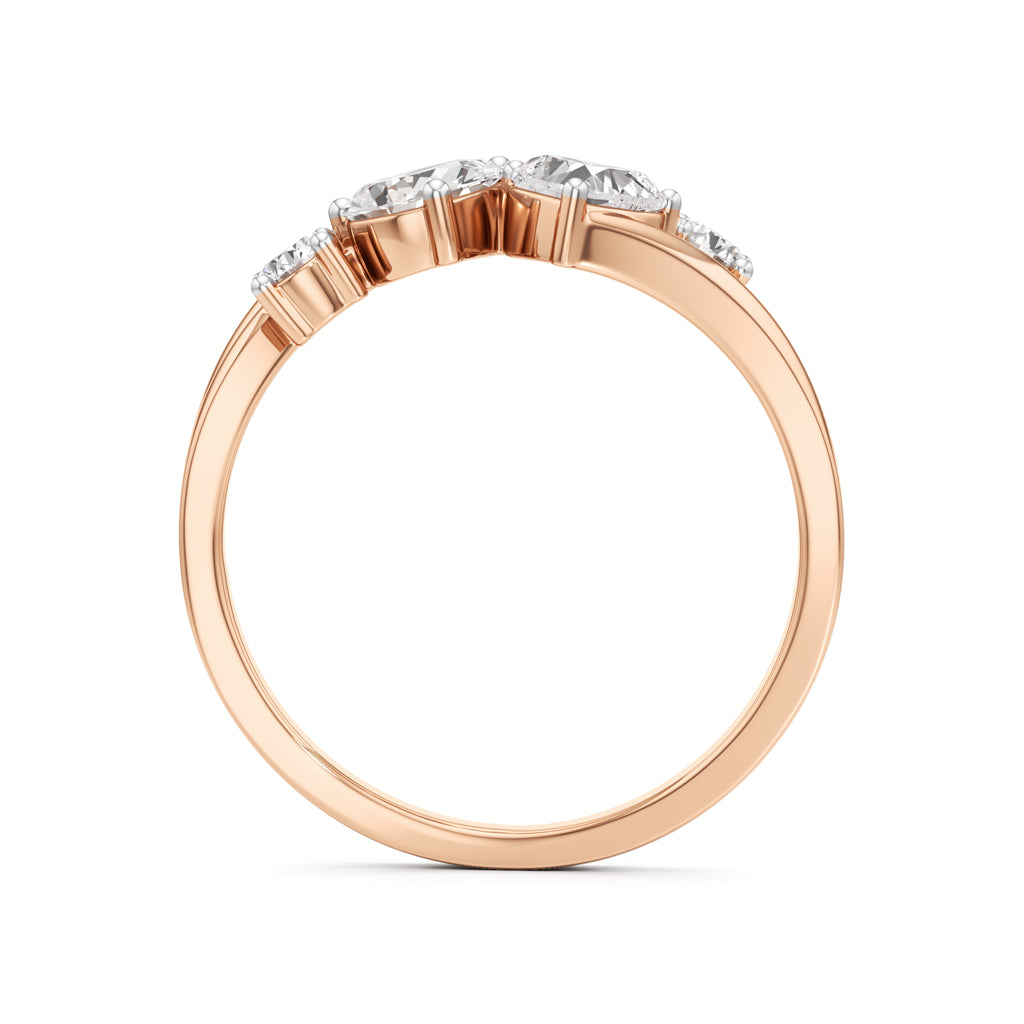Whimsical Multi-Shape Diamond Bypass Ring