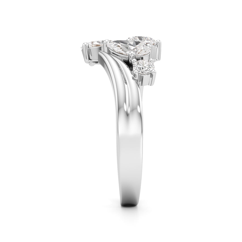 Whimsical Multi-Shape Diamond Bypass Ring