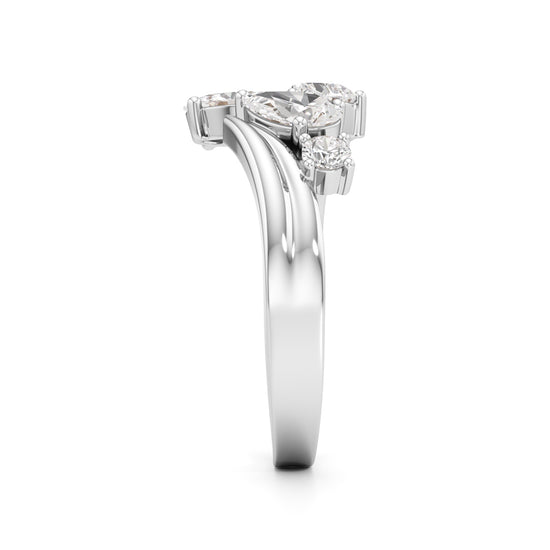Whimsical Multi-Shape Diamond Bypass Ring