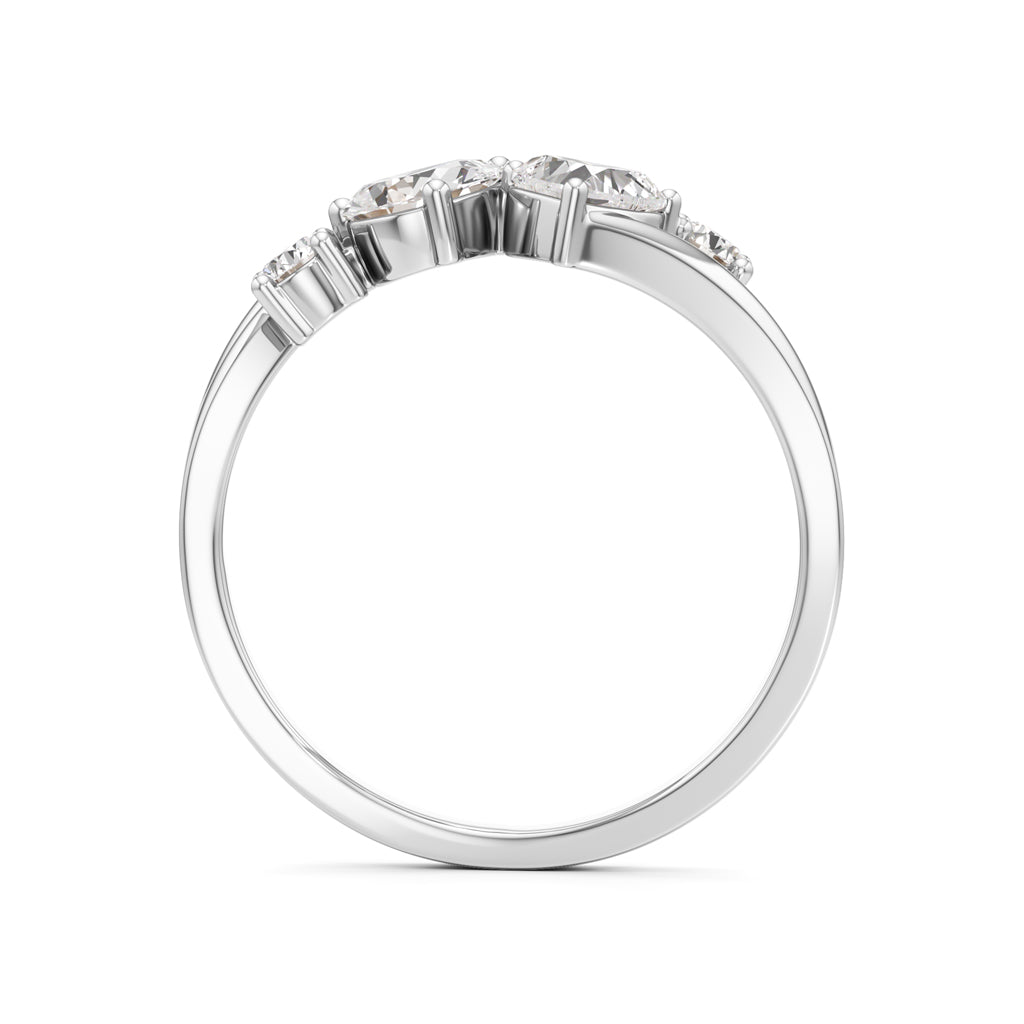 Whimsical Multi-Shape Diamond Bypass Ring