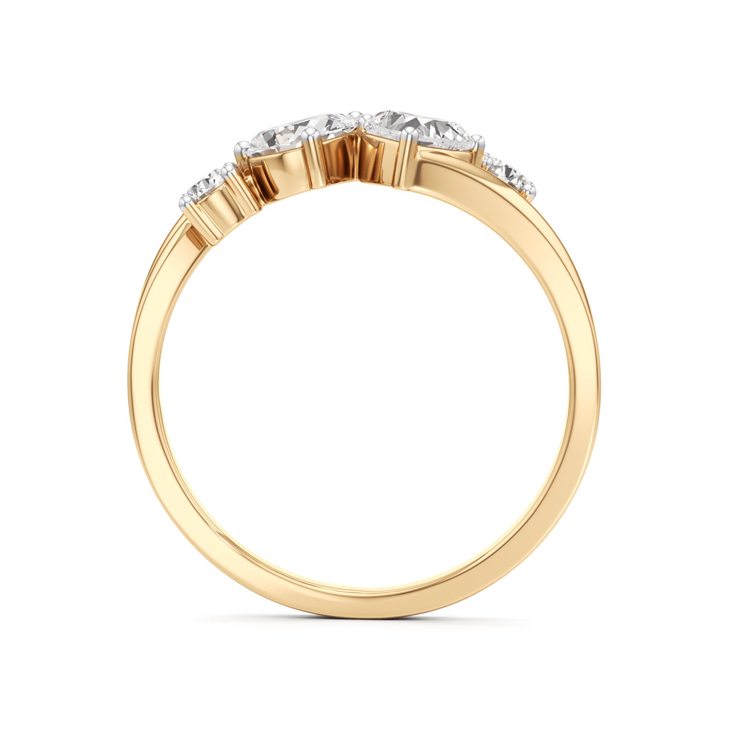 Whimsical Multi-Shape Diamond Bypass Ring