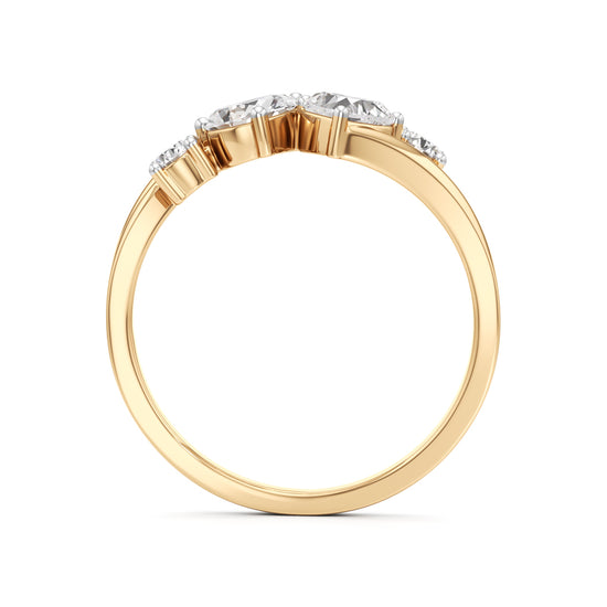 Whimsical Multi-Shape Diamond Bypass Ring