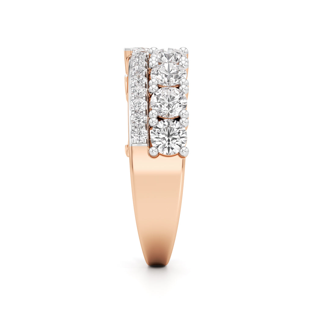 Cascading Mixed-Cut Diamond Statement Ring