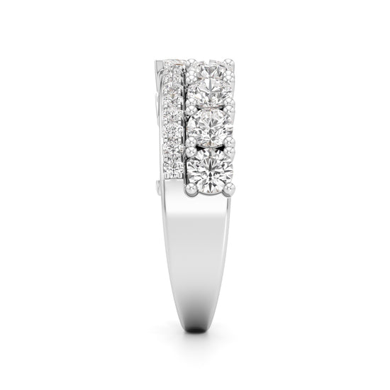 Cascading Mixed-Cut Diamond Statement Ring