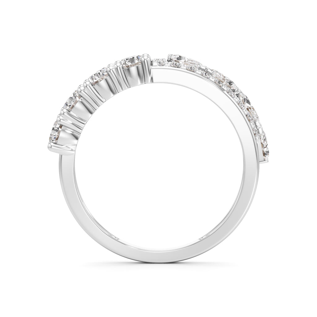 Cascading Mixed-Cut Diamond Statement Ring