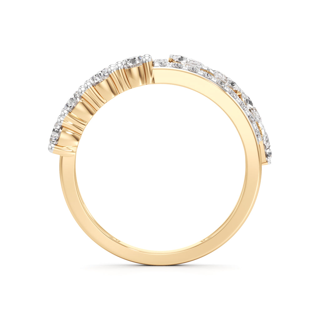 Cascading Mixed-Cut Diamond Statement Ring
