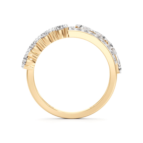 Cascading Mixed-Cut Diamond Statement Ring