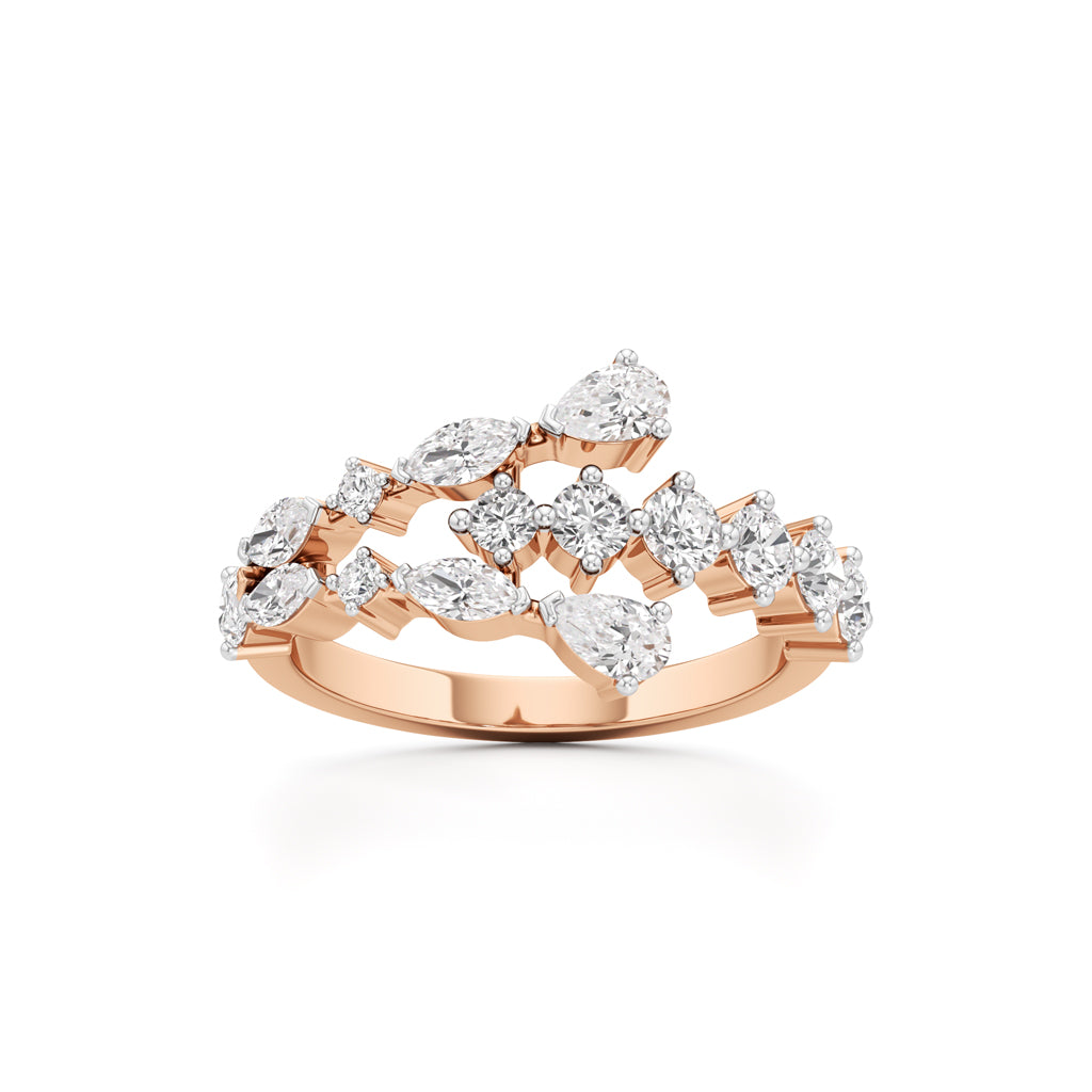 "Starlit Swirl" Multi-Cut Diamond Statement Ring