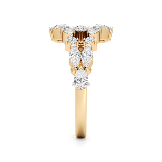 "Starlit Swirl" Multi-Cut Diamond Statement Ring