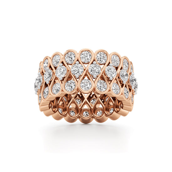 "Diamond Lattice Weave" Wide Band Ring