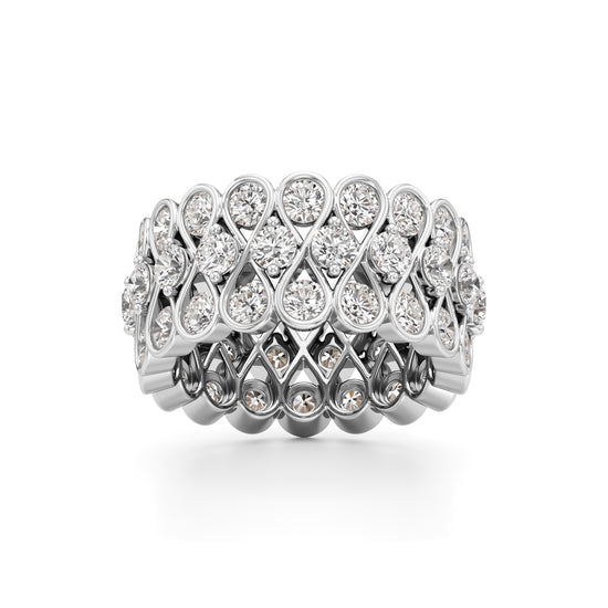 "Diamond Lattice Weave" Wide Band Ring