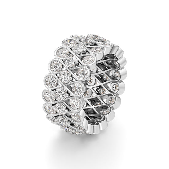 "Diamond Lattice Weave" Wide Band Ring