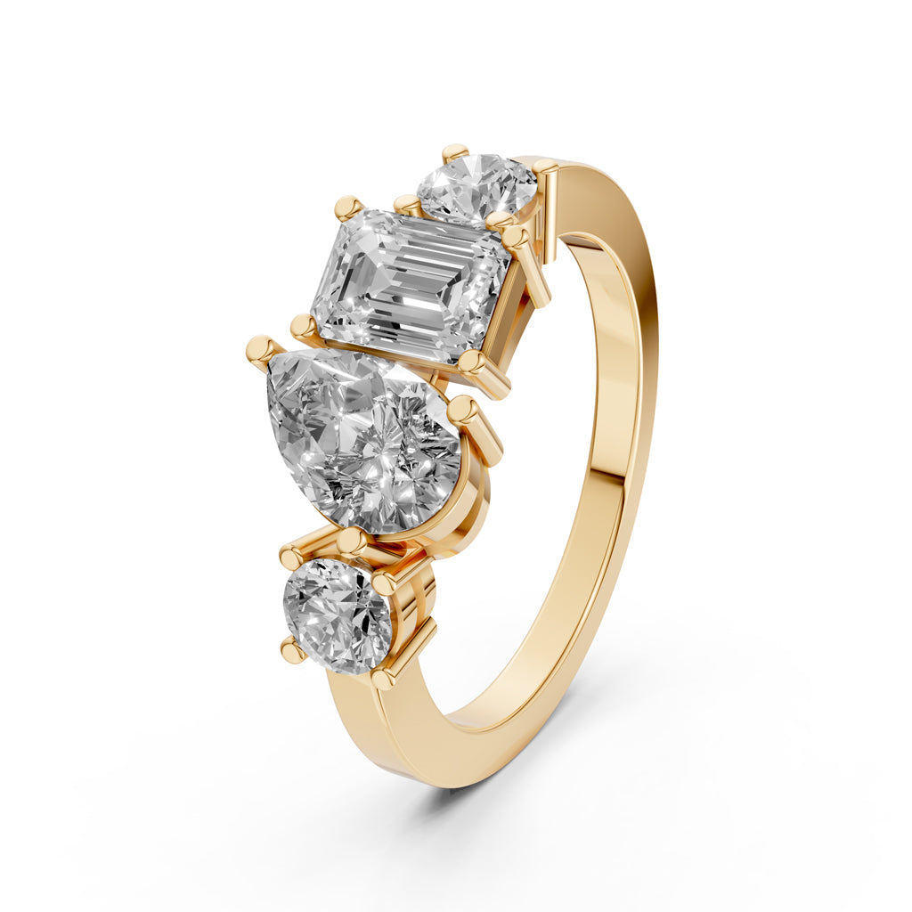 Mixed Cut Diamond Cluster Ring
