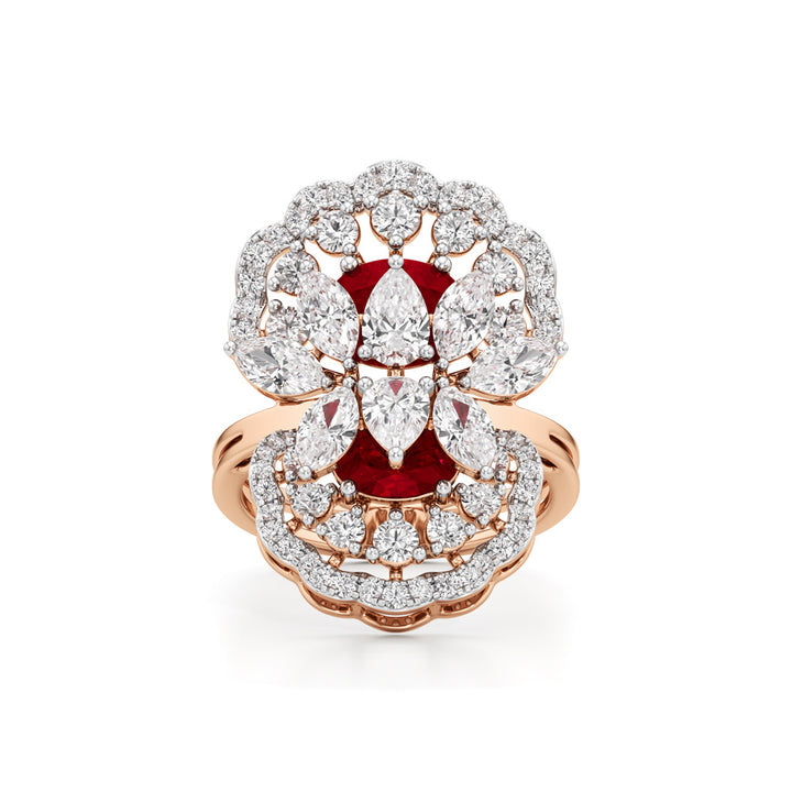 Royal Bloom Diamond & Ruby Cluster Ring
